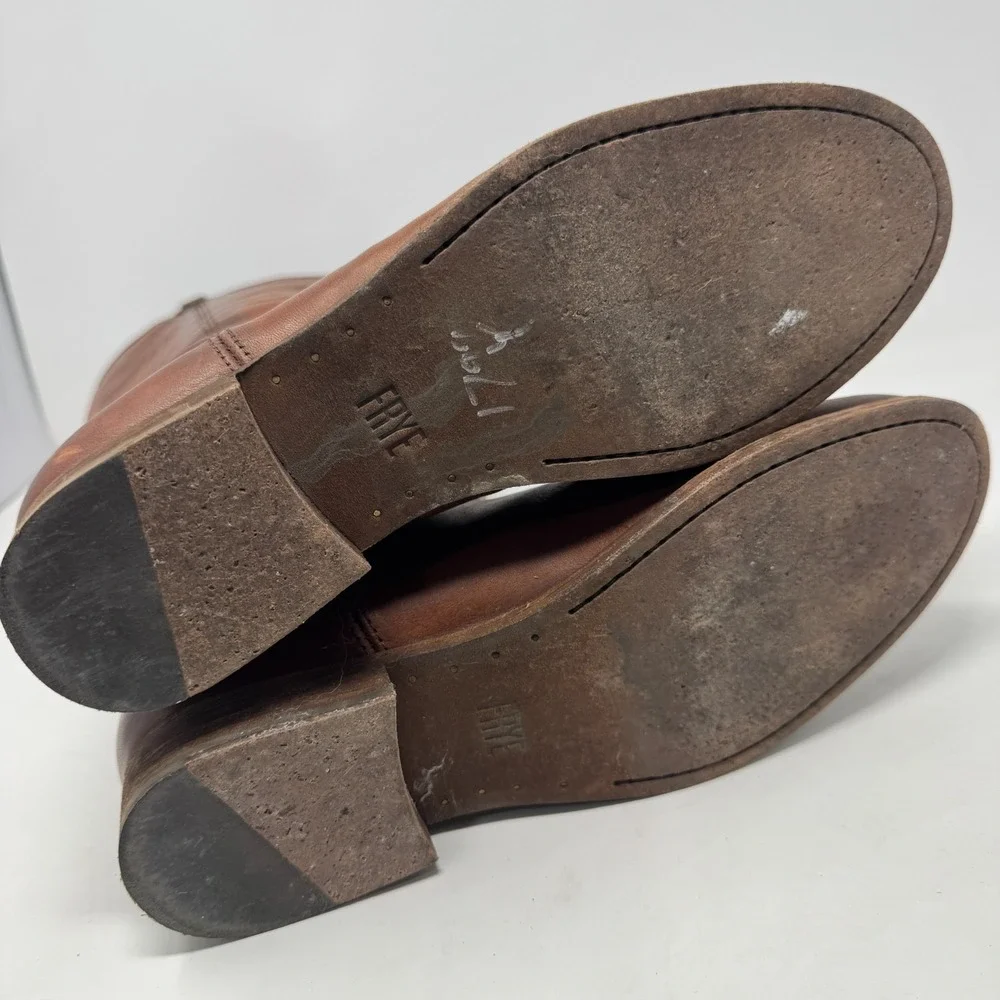 Frye Melissa‎ Button Riding Boots Extended Calf Mahogany Leather Women's 8.5 B - Picture 10 of 11